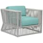 Sunset West Miami 35" Wide Aluminum, Olefin Rope Framed Sunbrella Outdoor Accent Arm Chair Frost / Dupione Celeste