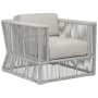 Sunset West Miami 35" Wide Aluminum, Olefin Rope Framed Sunbrella Outdoor Accent Arm Chair Frost / Echo Ash