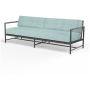 Sunset West Pietra 31" Wide Aluminum Framed Sunbrella Outdoor Standard Sofa Graphite/ Dupione Celeste