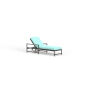Sunset West Pietra 78" Wide Aluminum Framed Sunbrella Outdoor Chaise Arm Chair Graphite/ Dupione Celeste