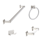Sure-Loc Basic Bath 4 Piece Bathroom Package with 30" Towel Bar, Robe Hook, Towel Ring, and Toilet Paper Holder Satin Nickel