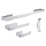 Sure-Loc Vaasa 4 Piece Bathroom Package with 24" Towel Bar, Robe Hook, Towel Ring, and Toilet Paper Holder Polished Chrome