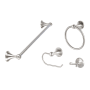 Sure-Loc Ventura 4 Piece Bathroom Package with 30" Towel Bar, Robe Hook, Towel Ring, and Toilet Paper Holder Satin Nickel