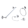 Sure-Loc Ventura 4 Piece Bathroom Package with 30" Towel Bar, Robe Hook, Towel Ring, and Toilet Paper Holder Polished Chrome