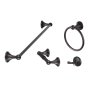 Sure-Loc Ventura 4 Piece Bathroom Package with 30" Towel Bar, Robe Hook, Towel Ring, and Toilet Paper Holder Vintage Bronze
