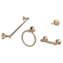 Sure-Loc Ventura 4 Piece Bathroom Package with 30" Towel Bar, Robe Hook, Towel Ring, and Toilet Paper Holder Satin Brass