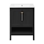 Swiss Madison Chateau 24" Free Standing Single Basin Vanity Set with Cabinet and Ceramic Vanity Top Black Oak