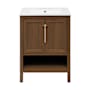 Swiss Madison Chateau 24" Free Standing Single Basin Vanity Set with Cabinet and Ceramic Vanity Top Brown Oak