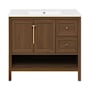 Swiss Madison Chateau 37" Free Standing Single Basin Vanity Set with Cabinet and Ceramic Vanity Top Brown Oak