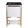 Swiss Madison Marseille 24" Free Standing Single Basin Vanity Set with Cabinet and Ceramic Vanity Top White and Brushed Gold / Matte Black