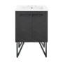 Swiss Madison Annecy 24" Free Standing Single Basin Vanity Set with Cabinet and Ceramic Vanity Top Phantom Black / White