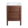 Swiss Madison Nadar 24" Free Standing Single Basin Vanity Set with Cabinet and Ceramic Vanity Top Brown Oak / White