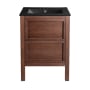 Swiss Madison Nadar 24" Free Standing Single Basin Vanity Set with Cabinet and Ceramic Vanity Top Brown Oak / Matte Black