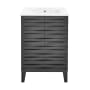 Swiss Madison Cascade 24" Free Standing Single Basin Vanity Set with Cabinet and Ceramic Vanity Top Black Oak / White