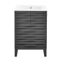 Swiss Madison Cascade 24" Free Standing Single Basin Vanity Set with Cabinet and Ceramic Vanity Top Black