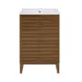 Swiss Madison Cascade 24" Free Standing Single Basin Vanity Set with Cabinet and Ceramic Vanity Top Brown Oak / White