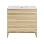 Swiss Madison Cascade 37" Free Standing Single Basin Vanity Set with Cabinet and Ceramic Vanity Top Natural Oak