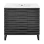 Swiss Madison Cascade 37" Free Standing Single Basin Vanity Set with Cabinet and Ceramic Vanity Top Black Oak / White
