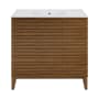 Swiss Madison Cascade 37" Free Standing Single Basin Vanity Set with Cabinet and Ceramic Vanity Top Brown Oak