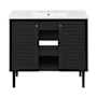 Swiss Madison Bron 37" Free Standing Single Basin Vanity Set with Cabinet and Ceramic Vanity Top Black Oak