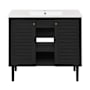 Swiss Madison Bron 36" Free Standing Single Basin Vanity Set with Cabinet and Ceramic Vanity Top Black Oak
