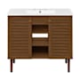 Swiss Madison Bron 37" Free Standing Single Basin Vanity Set with Cabinet and Ceramic Vanity Top Brown Oak
