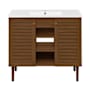 Swiss Madison Bron 36" Free Standing Single Basin Vanity Set with Cabinet and Ceramic Vanity Top Brown Oak