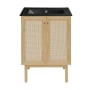 Swiss Madison Classe 24" Free Standing Single Basin Vanity Set with Cabinet and Ceramic Vanity Top Natural Oak / Matte Black