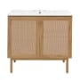 Swiss Madison Classe 36" Free Standing Single Basin Vanity Set with Cabinet and Ceramic Vanity Top Golden Oak / White