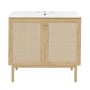 Swiss Madison Classe 36" Free Standing Single Basin Vanity Set with Cabinet and Ceramic Vanity Top Natural Oak / White