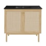 Swiss Madison Classe 37" Free Standing Single Basin Vanity Set with Cabinet and Ceramic Vanity Top Natural Oak / Matte Black