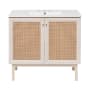 Swiss Madison Classe 36" Free Standing Single Basin Vanity Set with Cabinet and Ceramic Vanity Top White Oak / White