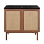 Swiss Madison Classe 36" Free Standing Single Basin Vanity Set with Cabinet and Ceramic Vanity Top Brown Oak / Matte Black