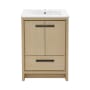 Swiss Madison Virage 24" Free Standing Single Basin Vanity Set with Cabinet and Ceramic Vanity Top Natural Oak / White