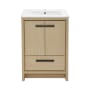 Swiss Madison Virage 24" Free Standing Single Basin Vanity Set with Cabinet and Ceramic Vanity Top Light Oak