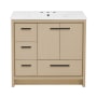 Swiss Madison Virage 37" Free Standing Single Basin Vanity Set with Cabinet and Ceramic Vanity Top Natural Oak / White
