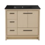 Swiss Madison Virage 37" Free Standing Single Basin Vanity Set with Cabinet and Ceramic Vanity Top Natural Oak / Matte Black