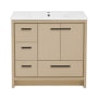 Swiss Madison Virage 37" Free Standing Single Basin Vanity Set with Cabinet and Ceramic Vanity Top Oak