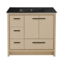 Swiss Madison Virage 37" Free Standing Single Basin Vanity Set with Cabinet and Ceramic Vanity Top Natural Oak / Matte Black