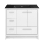 Swiss Madison Virage 37" Free Standing Single Basin Vanity Set with Cabinet and Ceramic Vanity Top White / Matte Black