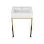 Swiss Madison Concorde 23-5/8" Rectangular Ceramic Console Bathroom Sink with Overflow and Single Faucet Hole Glossy White / Brushed Gold