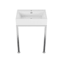 Swiss Madison Concorde 23-5/8" Rectangular Ceramic Console Bathroom Sink with Overflow and Single Faucet Hole Glossy White / Silver