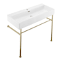Swiss Madison Claire 35-7/16" High Console Sink Set Glossy White / Gold