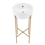 Swiss Madison Monaco 15-3/4" Circular Ceramic Console Bathroom Sink with Overflow and Single Faucet Hole White / Brushed Gold