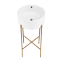 Swiss Madison Monaco 16-1/8" Circular Ceramic Console Bathroom Sink with Overflow and Center Drain White / Brushed Gold
