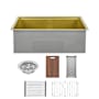 Swiss Madison Tourner 30" Undermount Single Basin Stainless Steel Kitchen Sink with Basket Strainer, Colander, and Drain Board Gold