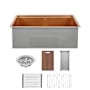 Swiss Madison Tourner 30" Undermount Single Basin Stainless Steel Kitchen Sink with Basket Strainer, Colander, and Drain Board Rose Gold