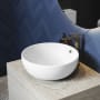 Swiss Madison Sublime 16-15/16" Circular Ceramic Vessel Bathroom Sink with Overflow Matte White