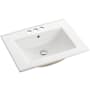 Swiss Madison 24" Rectangular Ceramic Drop In Bathroom Sink with Overflow and 3 Faucet Holes at 4" Centers Glossy White