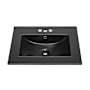 Swiss Madison 24" Rectangular Ceramic Drop In Bathroom Sink with Overflow and 3 Faucet Holes at 4" Centers Matte Black
